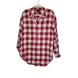 Vintage Abercrombie & Fitch Country Clothes Red White‎ Checkered Flannel Shirt M